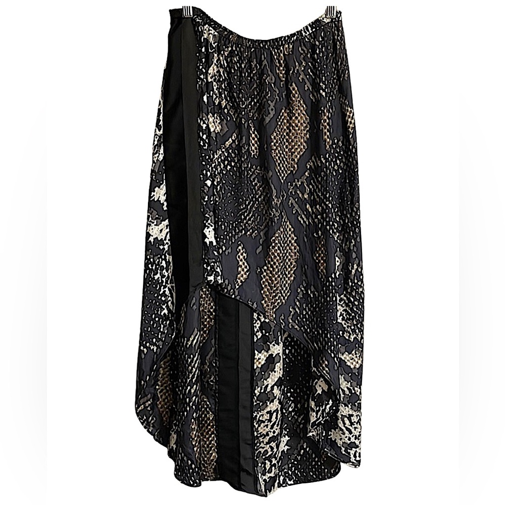 Multi-Print Silk High-Low Skirt